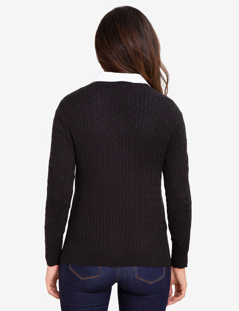 V-NECK CABLE KNIT SWEATER - U.S. Polo Assn.