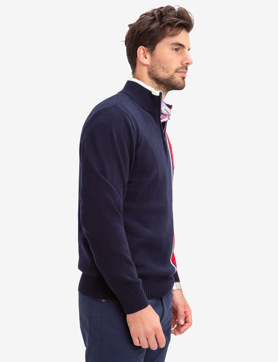 QUARTER ZIP MULTI-COLOR LOGO SWEATER– U.S. Polo Assn.