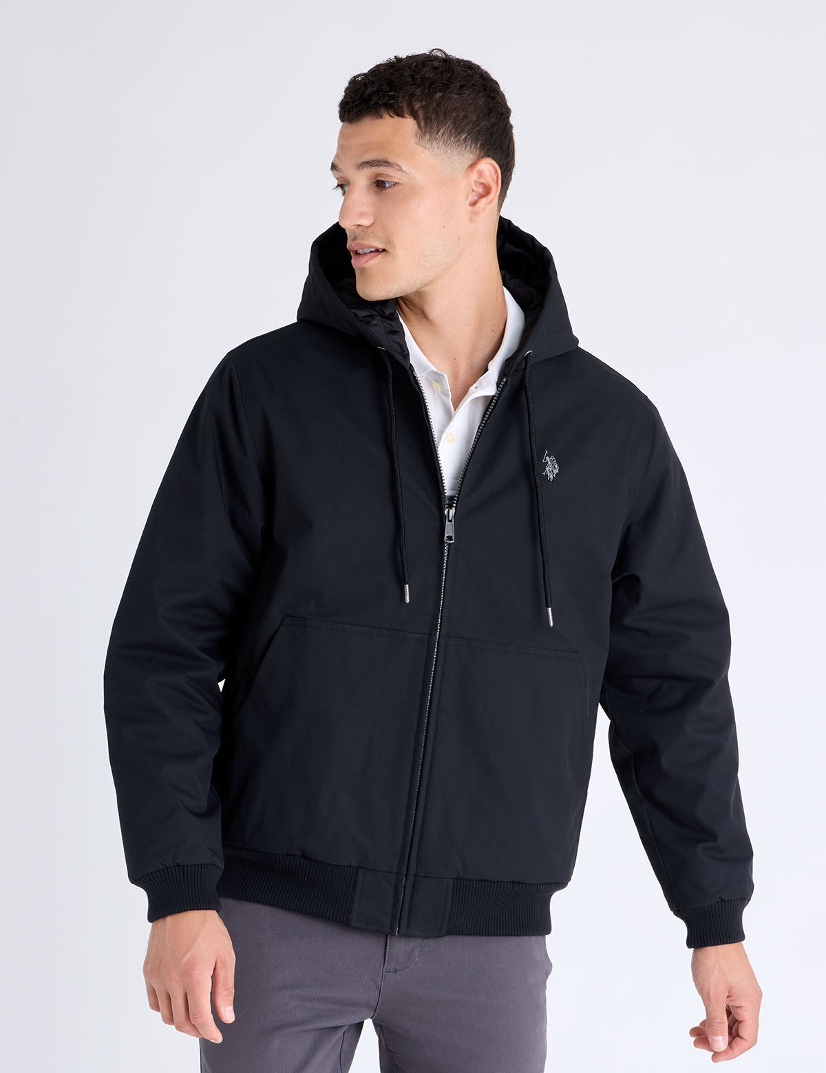 SOLID MIDWEIGHT HOODED JACKET