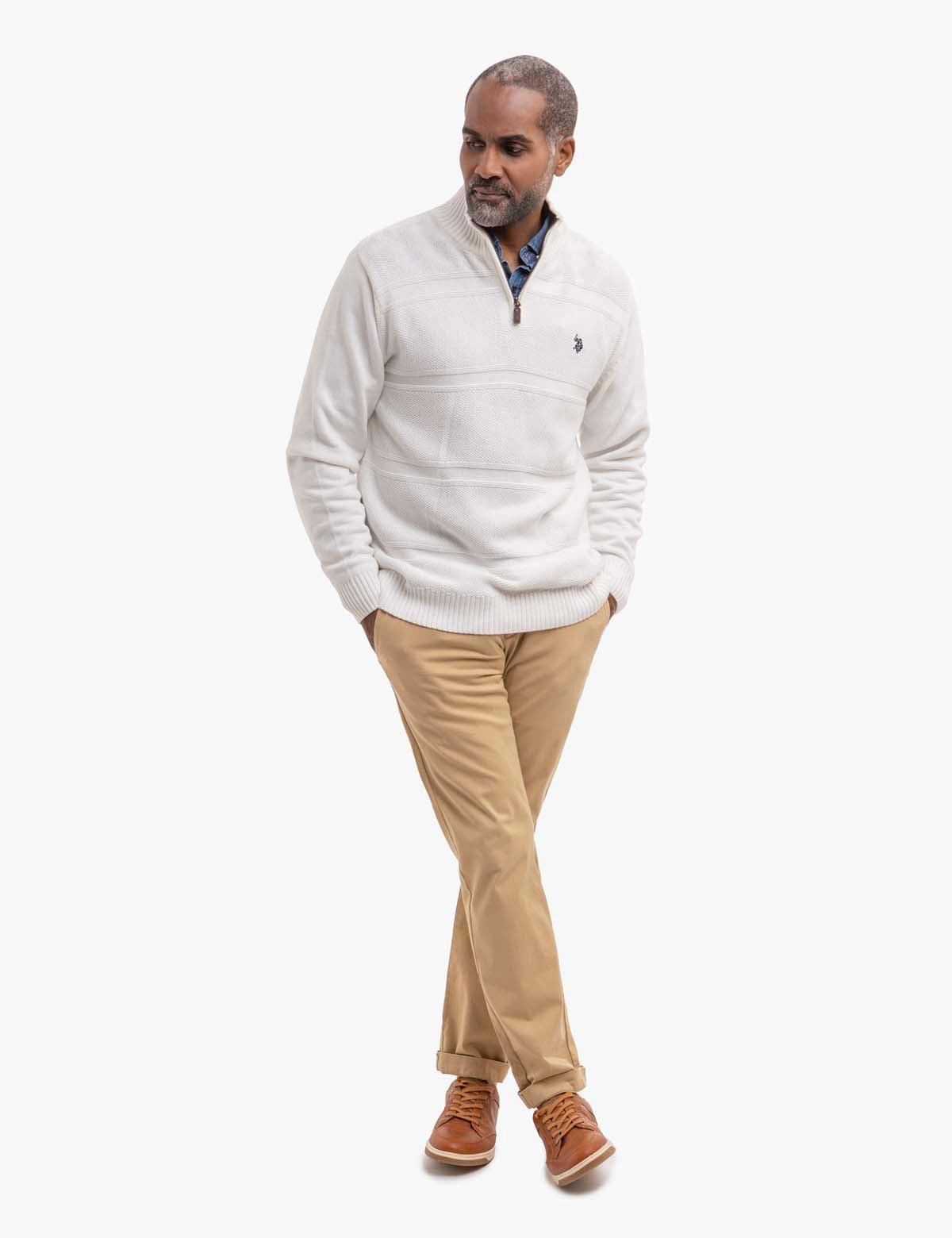 Miles Relaxed 1/4 Zip Sweater - Powder Blue