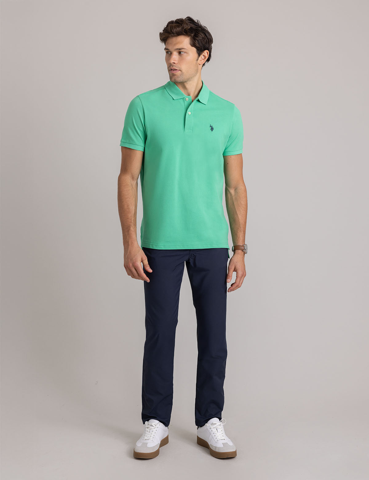 Unisex Pique Poloshirt W/ Small Logo- Olive Green