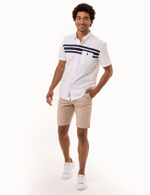 CHEST STRIPE SHORT SLEEVE OXFORD SHIRT - U.S. Polo Assn.