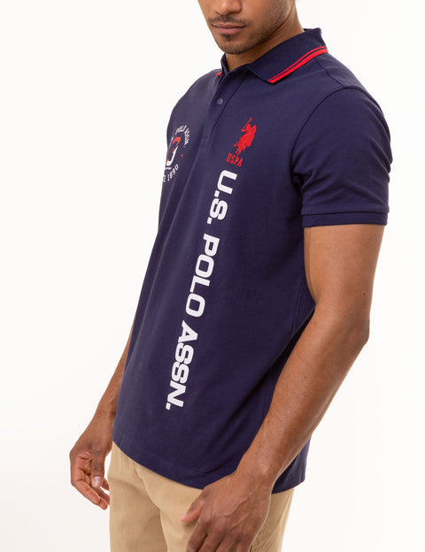 SNAP CLOSURE VERTICAL WORDMARK POLO SHIRT - U.S. Polo Assn.