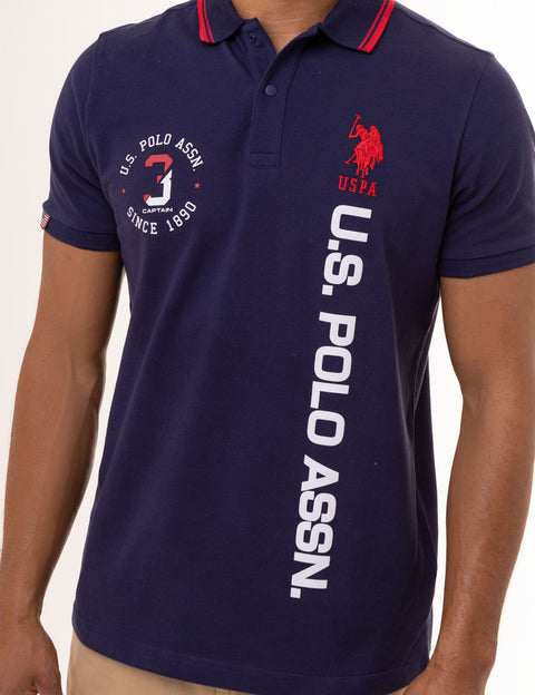 SNAP CLOSURE VERTICAL WORDMARK POLO SHIRT - U.S. Polo Assn.