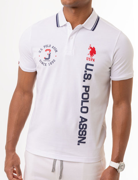 SNAP CLOSURE VERTICAL WORDMARK POLO SHIRT - U.S. Polo Assn.