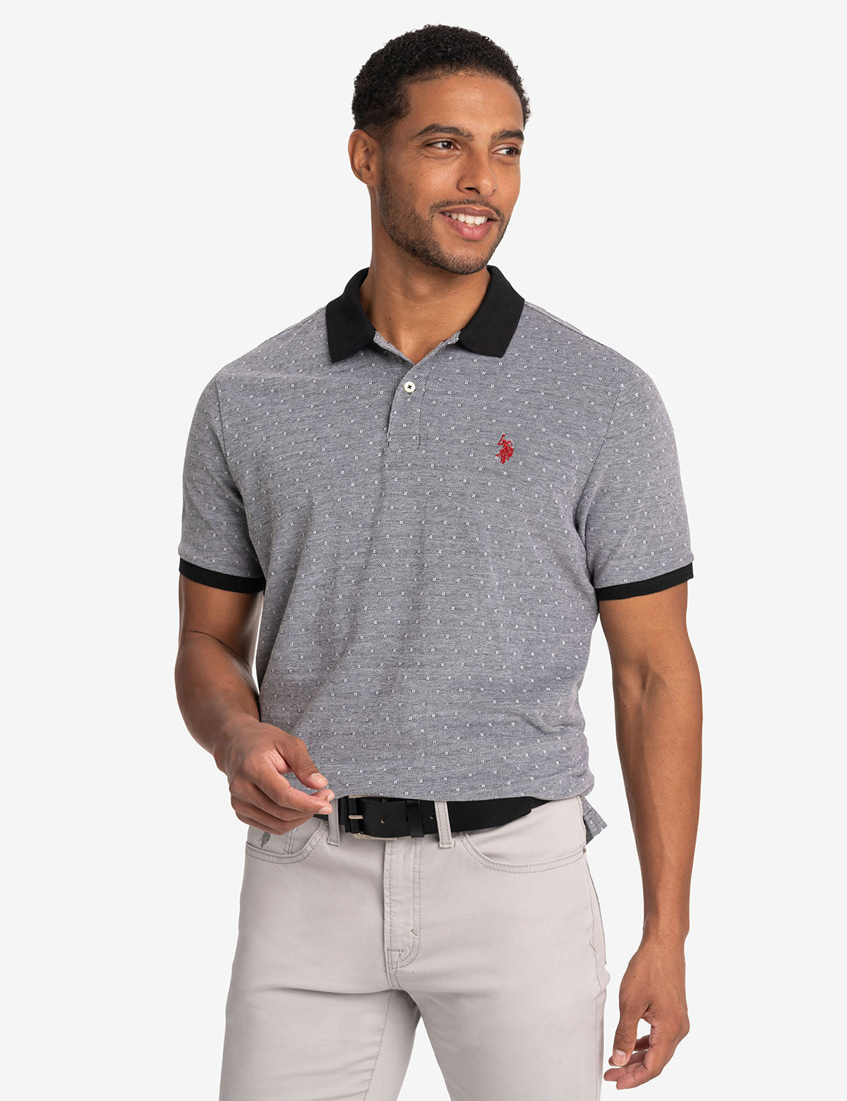 Arlo Blue Jersey Pique Back Print Polo