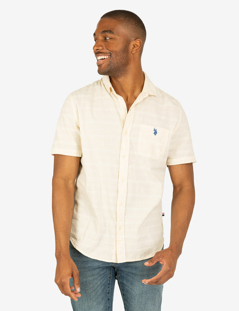 WHITE LABEL STRIPE SHORT SLEEVE WOVEN SHIRT - U.S. Polo Assn.
