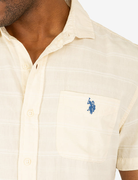 WHITE LABEL STRIPE SHORT SLEEVE WOVEN SHIRT - U.S. Polo Assn.