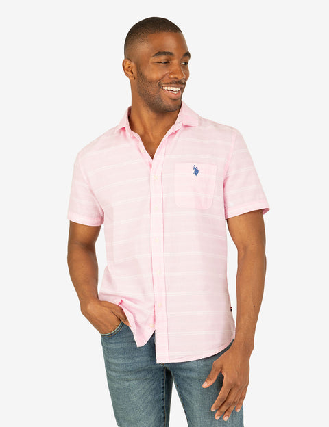 WHITE LABEL STRIPE SHORT SLEEVE WOVEN SHIRT - U.S. Polo Assn.