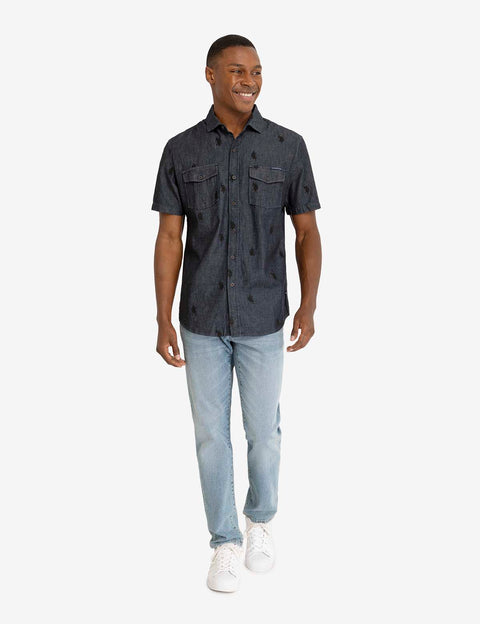 WHITE LABEL ALL OVER LOGO DENIM SHIRT - U.S. Polo Assn.