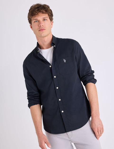 SOLID STRETCH POPLIN LONG SLEEVE SHIRT - U.S. Polo Assn.