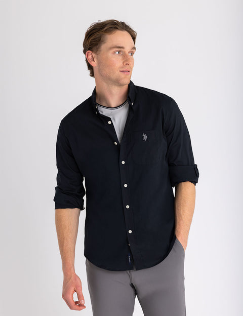 SOLID STRETCH POPLIN LONG SLEEVE SHIRT - U.S. Polo Assn.