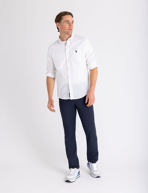 SOLID STRETCH POPLIN LONG SLEEVE SHIRT - U.S. Polo Assn.