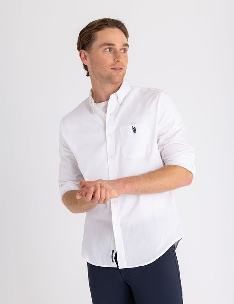 SOLID STRETCH POPLIN LONG SLEEVE SHIRT - U.S. Polo Assn.