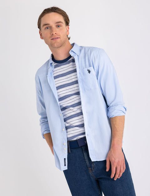 SOLID STRETCH POPLIN LONG SLEEVE SHIRT - U.S. Polo Assn.