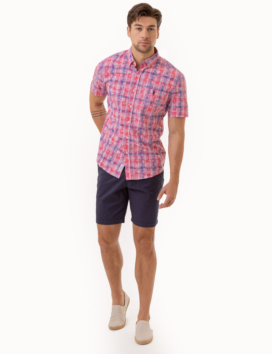 MADRAS FLORAL PLAID PRINT SHIRT WITH POCKET– U.S. Polo Assn.