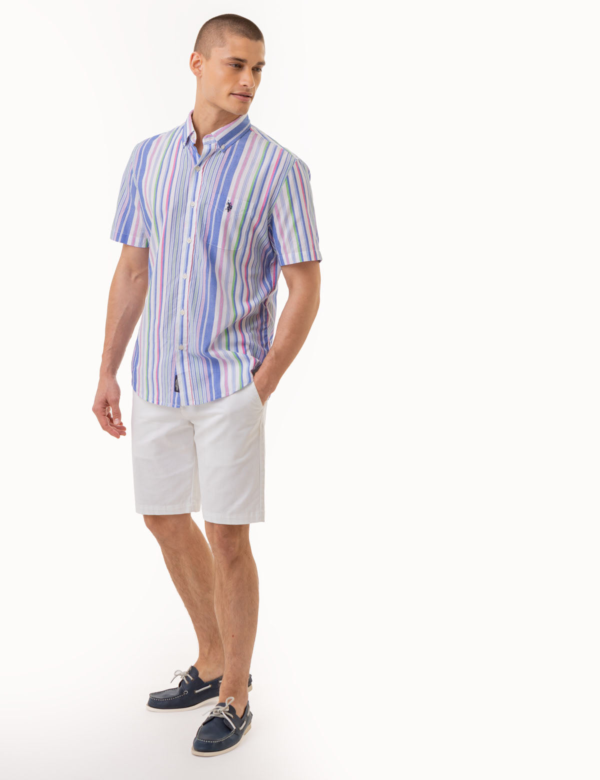 Morchique Stripe Polo Tee & Shorts Set main image 1