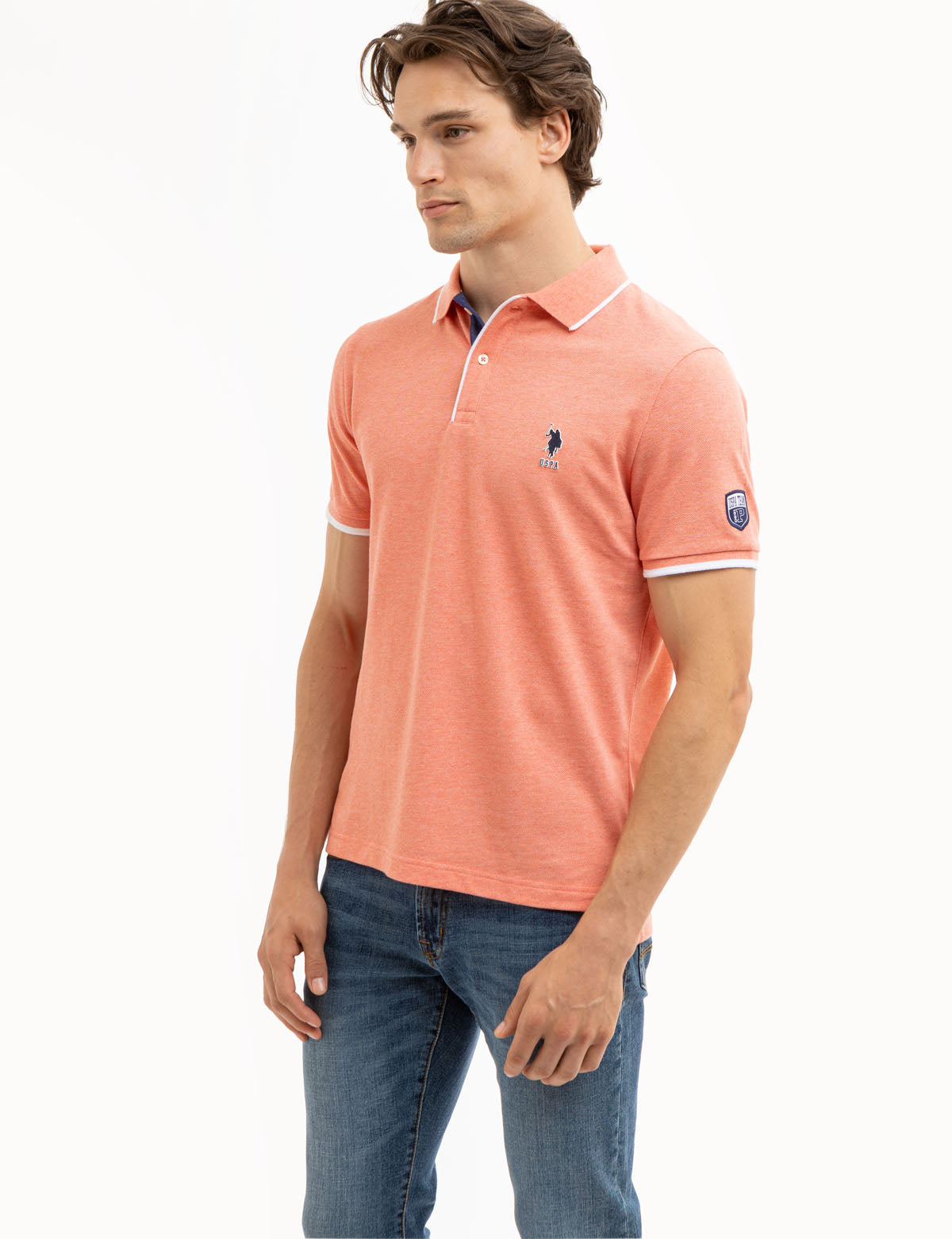 USPA TEAM PIPED HEATHER PIQUE POLO SHIRT– U.S. Polo Assn.