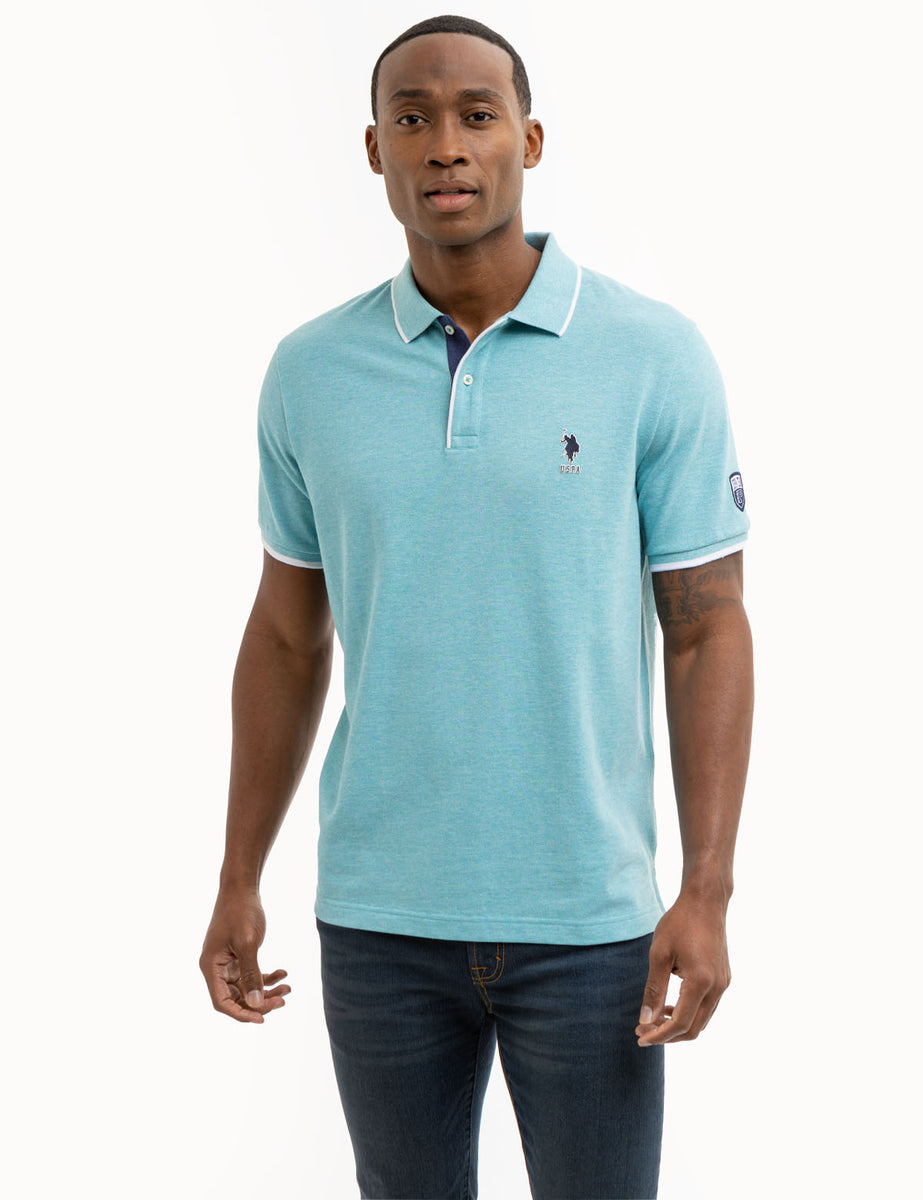 USPA TEAM PIPED HEATHER PIQUE POLO SHIRT– U.S. Polo Assn.