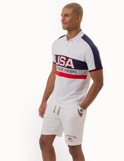 USA COLORBLOCK GRAPHIC PIQUE POLO SHIRT - U.S. Polo Assn.