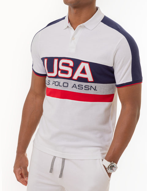 USA COLORBLOCK GRAPHIC PIQUE POLO SHIRT - U.S. Polo Assn.