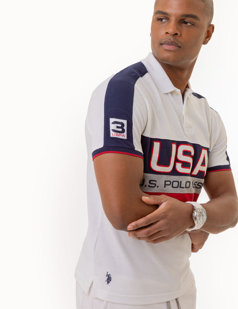 USA COLORBLOCK GRAPHIC PIQUE POLO SHIRT - U.S. Polo Assn.