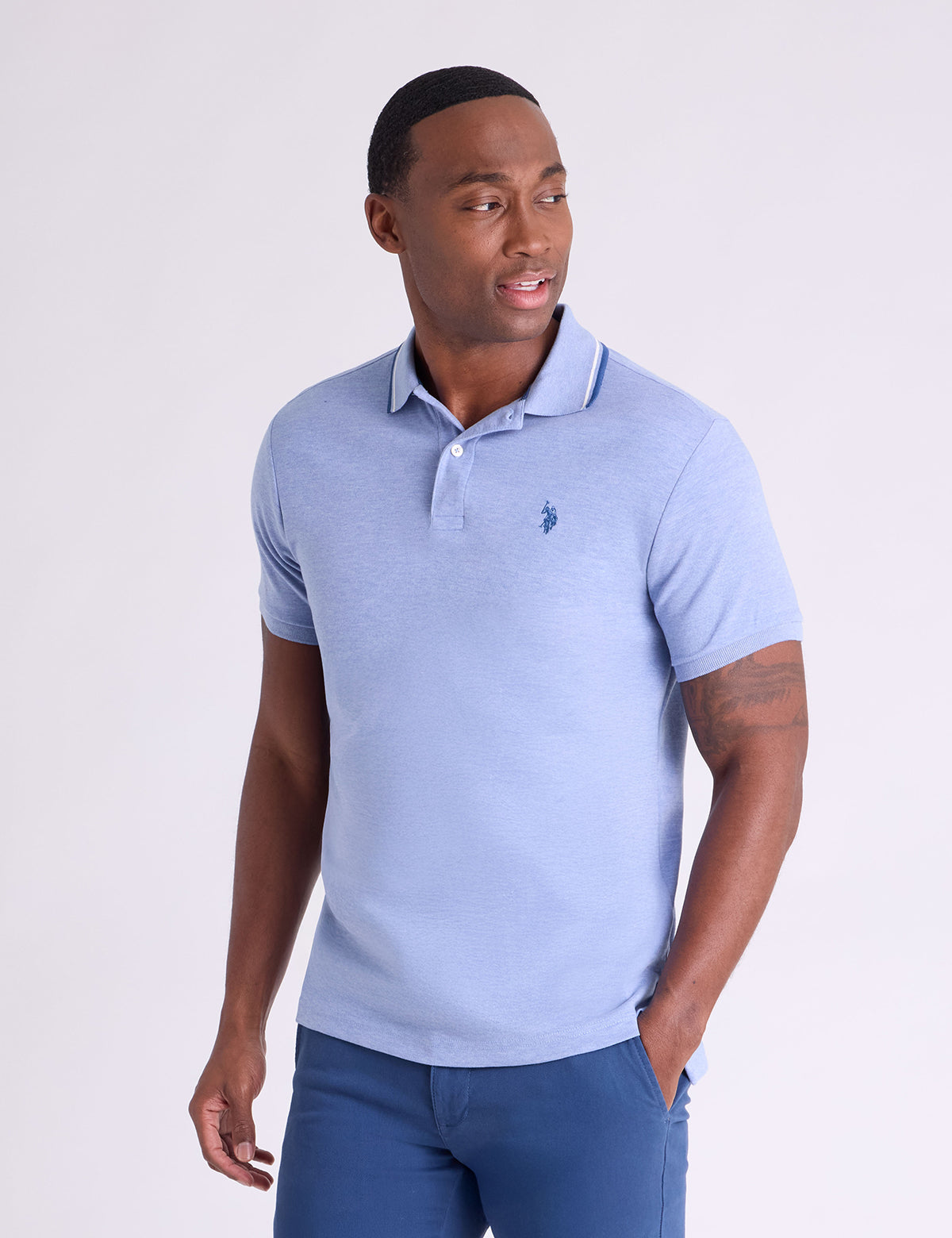 SLIM FIT TIPPED INTERLOCK POLO SHIRT– U.S. Polo Assn.