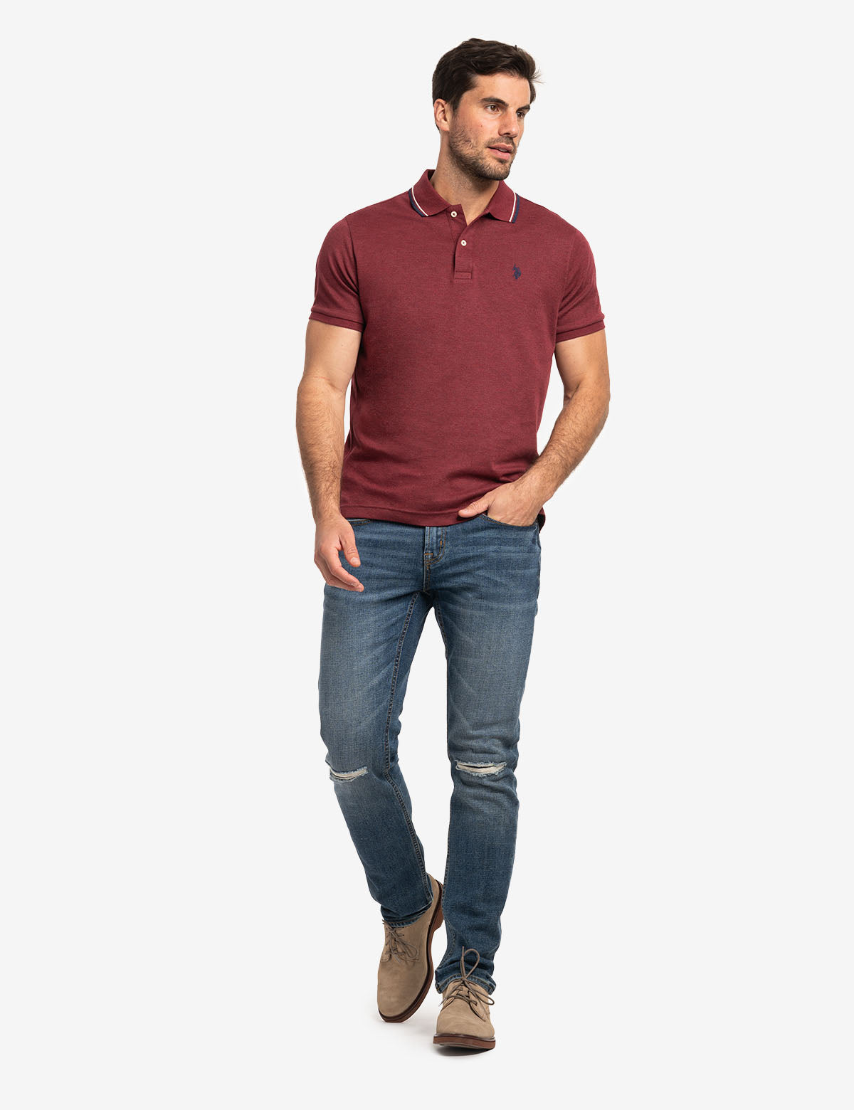 Pleated Tie Front Polo Shirt main image 0