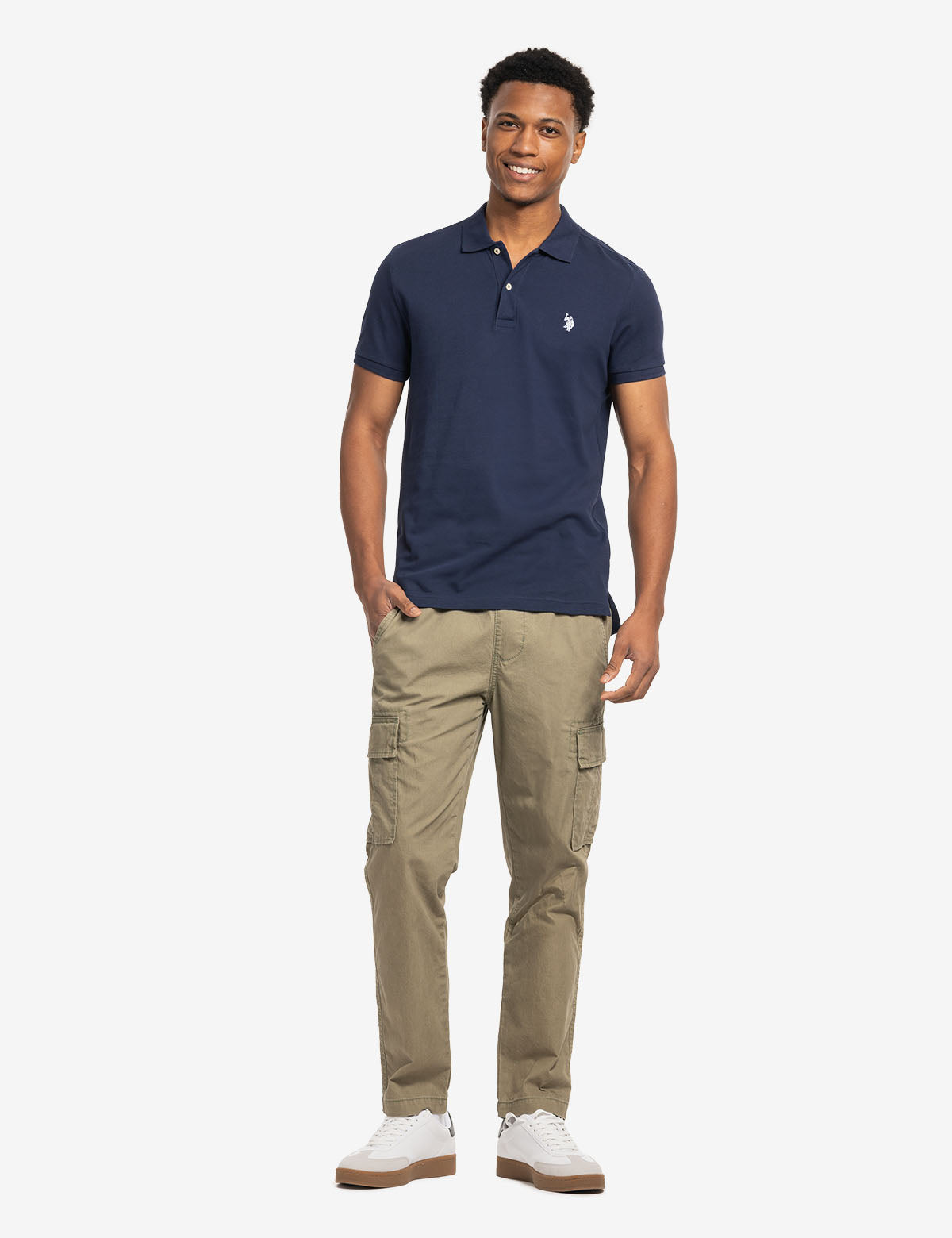 Solid Pique UPF50 Scalloped Polo Top