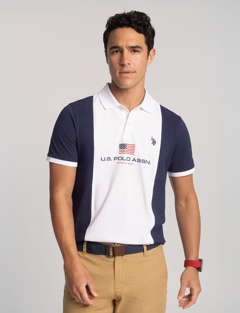 CHEST FLAG COLOR BLOCK PIQUE POLO SHIRT - U.S. Polo Assn.