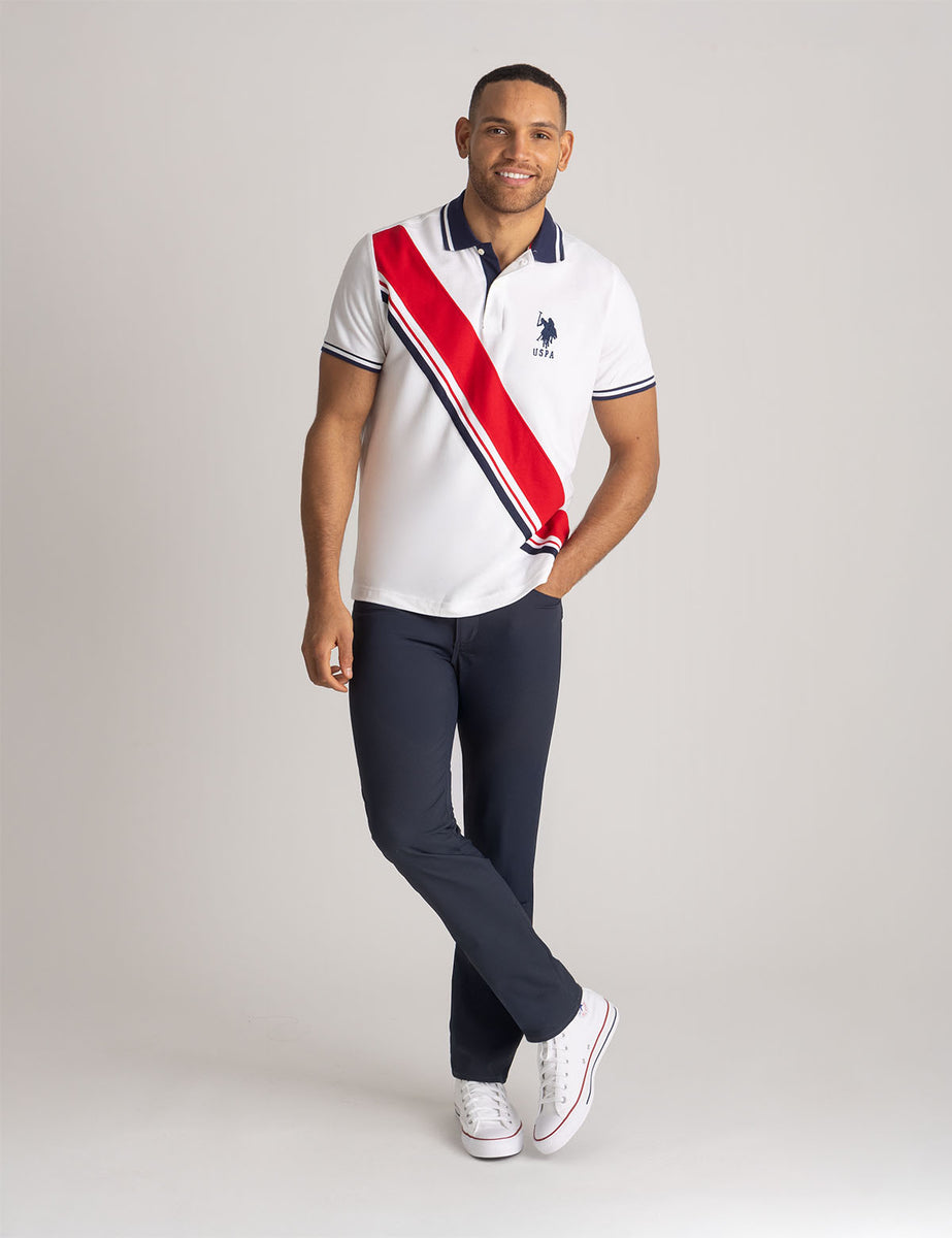 White Logo Tape Shoulder Polo Shirt main image 0