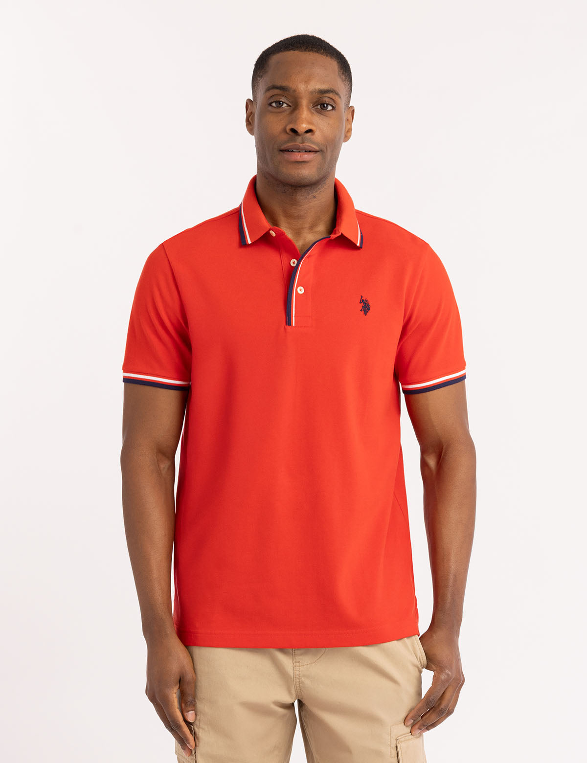 SIGNATURE STRIPE RIB TIPPED TRIM POLO SHIRT– U.S. Polo Assn.