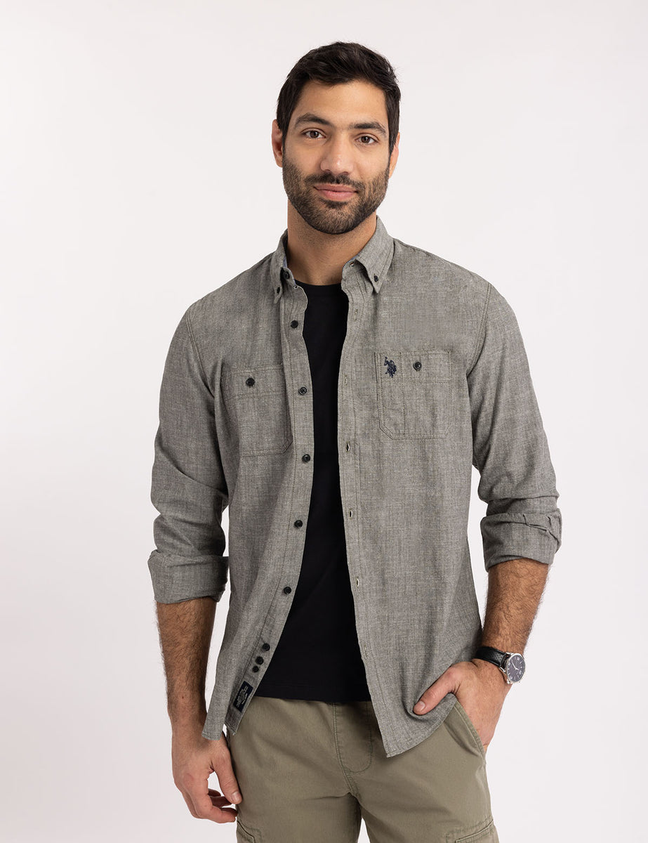 COTTON CANVAS LONG SLEEVE SHIRT– U.S. Polo Assn.