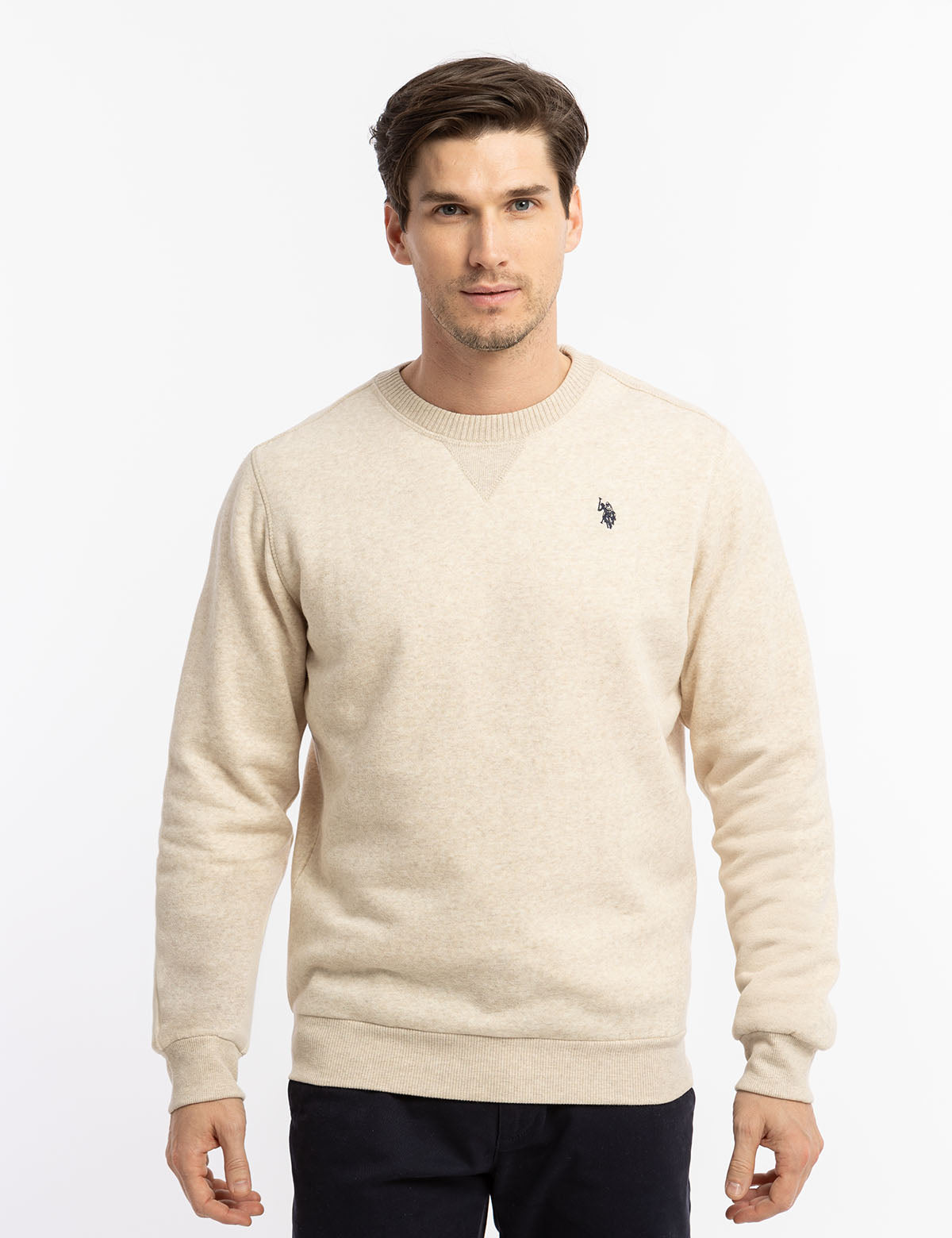 SOLID PEACHED FLEECE CREW NECK PULLOVER– U.S. Polo Assn.