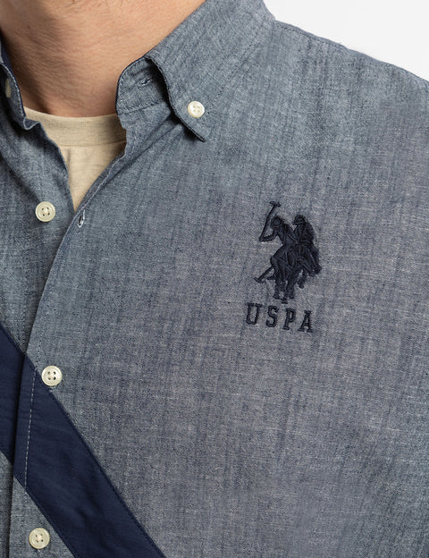 DIAGONAL SOLID CANVAS LONG SLEEVE SHIRT - U.S. Polo Assn.