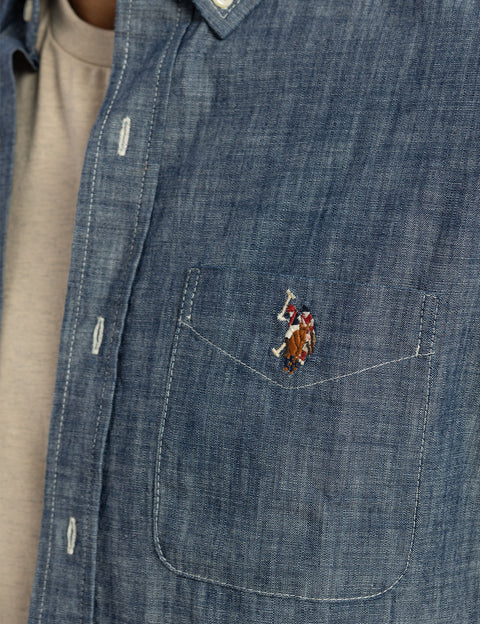 INDIGO SLUB CHAMBRAY LONG SLEEVE SHIRT - U.S. Polo Assn.