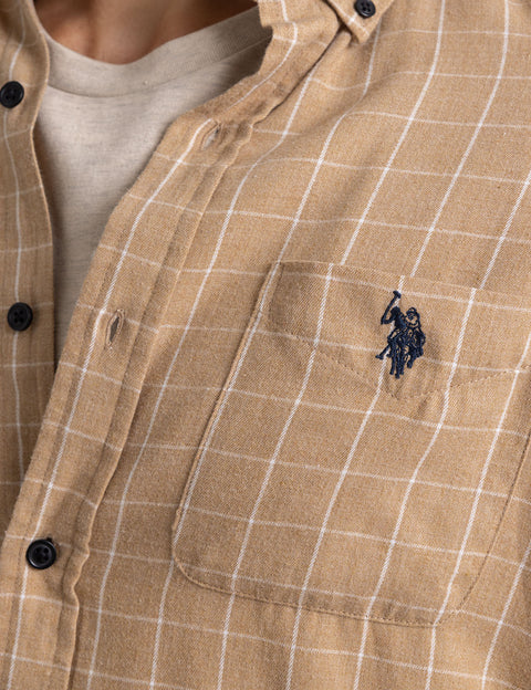 HEATHERED PEACHED TWILL LONG SLEEVE SHIRT - U.S. Polo Assn.