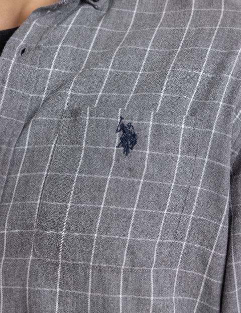 HEATHERED PEACHED TWILL LONG SLEEVE SHIRT - U.S. Polo Assn.