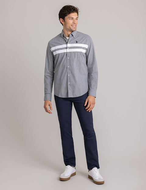 PEACHED HEATHER POPLIN LONG SLEEVE SHIRT - U.S. Polo Assn.