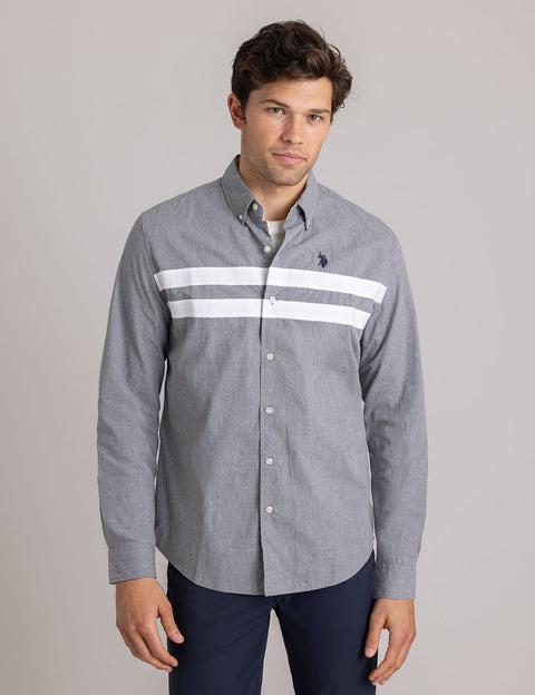 PEACHED HEATHER POPLIN LONG SLEEVE SHIRT - U.S. Polo Assn.