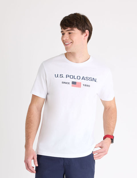 FLAG EMBOSSED WORDMARK PRINTED JERSEY T-SHIRT - U.S. Polo Assn.
