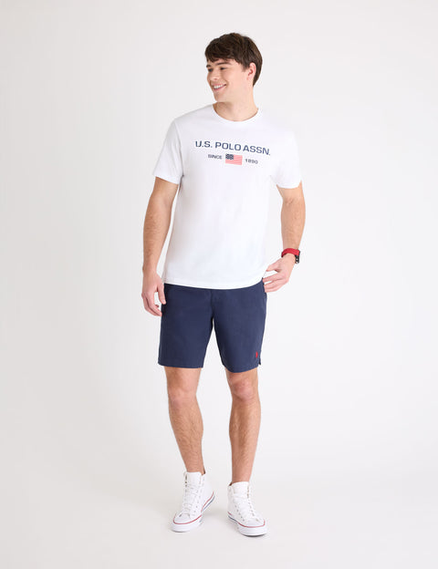 FLAG EMBOSSED WORDMARK PRINTED JERSEY T-SHIRT - U.S. Polo Assn.