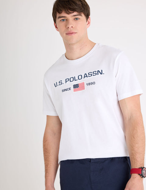 FLAG EMBOSSED WORDMARK PRINTED JERSEY T-SHIRT - U.S. Polo Assn.