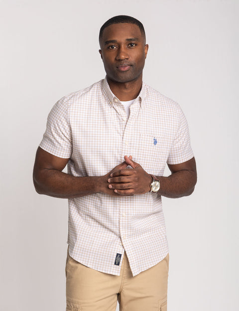 SHORT SLEEVE PLAID POPLIN SHIRT WITH POCKET - U.S. Polo Assn.