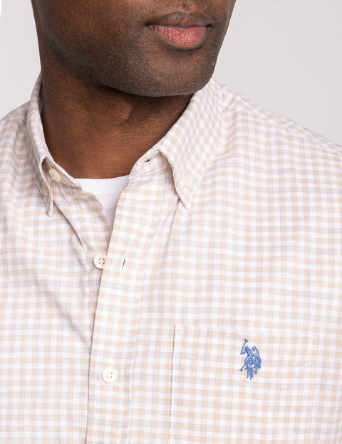 SHORT SLEEVE PLAID POPLIN SHIRT WITH POCKET - U.S. Polo Assn.