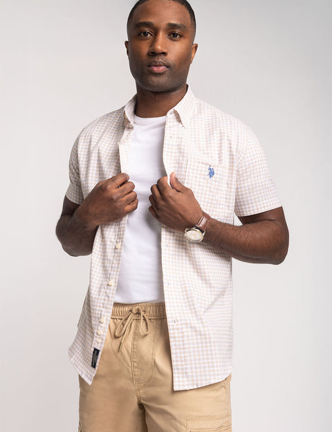 SHORT SLEEVE PLAID POPLIN SHIRT WITH POCKET - U.S. Polo Assn.