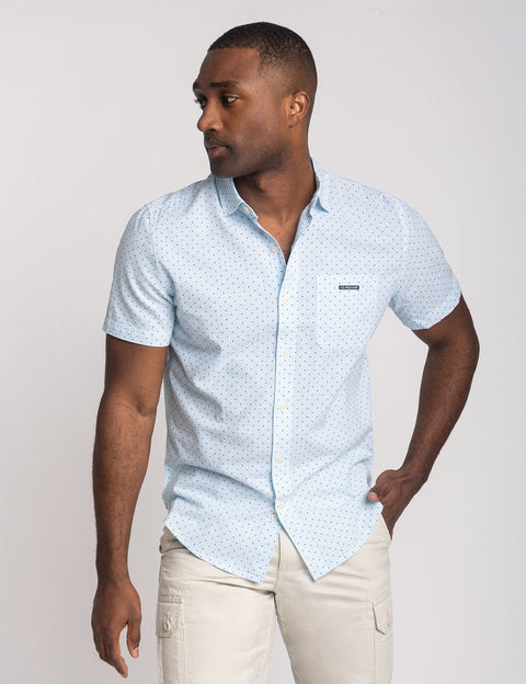 SHORT SLEEVE DOT POPLIN SHIRT WITH POCKET - U.S. Polo Assn.