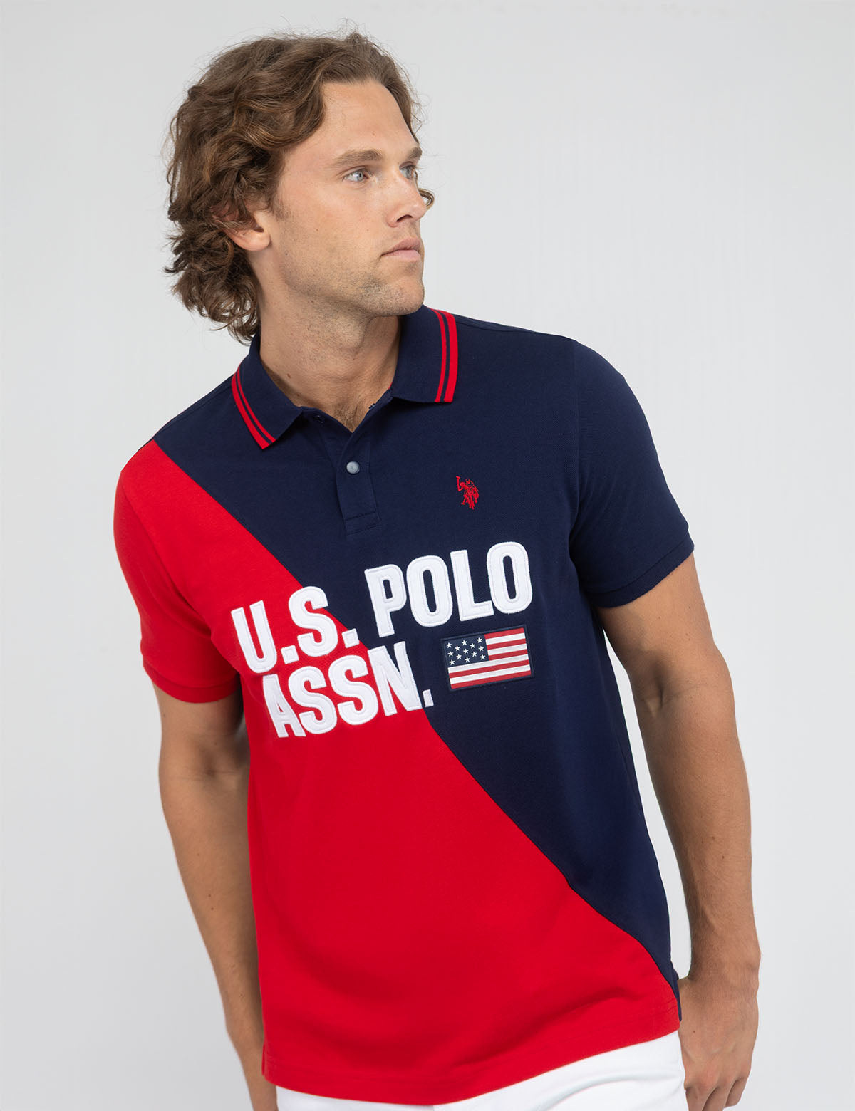 DIAGONAL COLOR BLOCK PIQUE POLO SHIRT– U.S. Polo Assn.