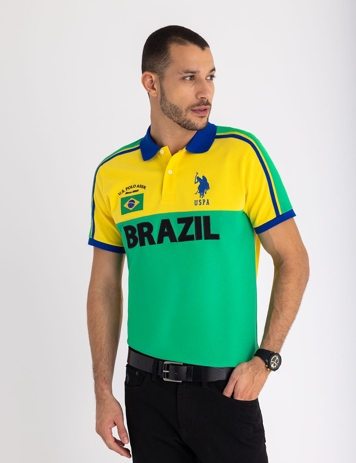 BRAZIL COLOR BLOCK PIQUE POLO SHIRT– U.S. Polo Assn.