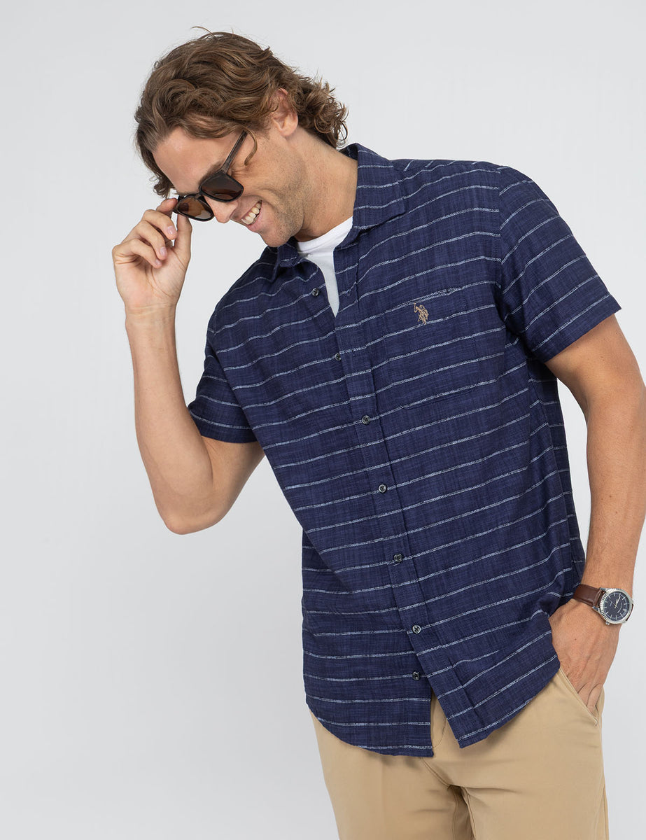 WHITE LABEL SLUB POPLIN DOBBY WOVEN SHIRT– U.S. Polo Assn.